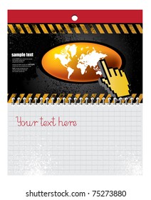 Spiral notebook with world illustration