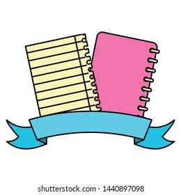 spiral notebooks sticker back to school vector illustration