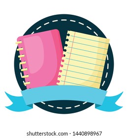 spiral notebooks sticker back to school vector illustration