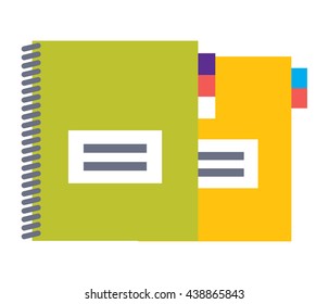 Spiral Notebooks with tabs. Stationery, Office. Vector illustration. 