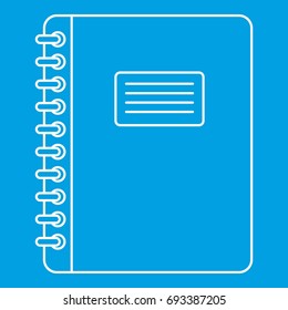 Spiral notepad icon blue outline style isolated vector illustration. Thin line sign