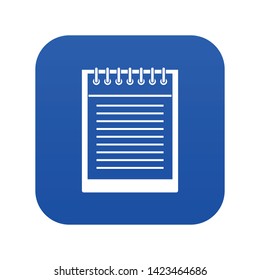 Spiral notepad icon digital blue for any design isolated on white vector illustration