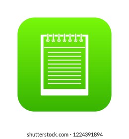 Spiral notepad icon digital green for any design isolated on white vector illustration