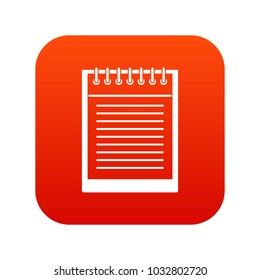 Spiral notepad icon digital red for any design isolated on white vector illustration