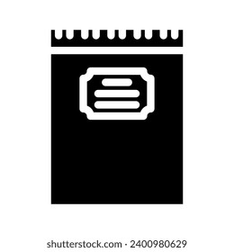 vector de icono de glifo de lista de anotaciones en espiral. signo de lista de bloc de notas en espiral. ilustración de símbolo aislado