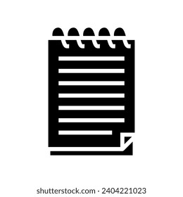 spiralförmige Notizblock Liste glyph Symbol Vektorgrafik. spiralförmige Notizzettelliste einzelne Symbolillustration