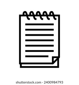 vector de icono de línea de lista de bloc de notas en espiral. signo de lista de bloc de notas en espiral. símbolo de contorno aislado ilustración negra