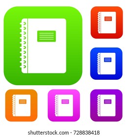 Spiral notepad set icon color in flat style isolated on white. Collection sings vector illustration