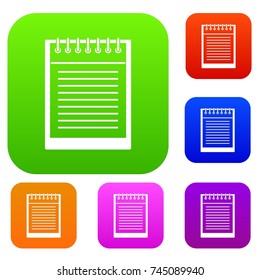 Spiral notepad set icon color in flat style isolated on white. Collection sings vector illustration