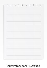 Spiral notepad sheet on white background