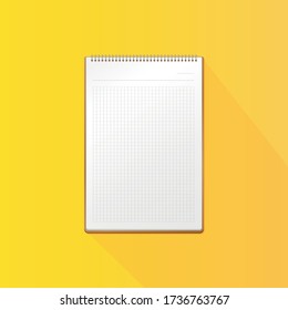 Spiral notepad vector design on yellow background.