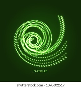 Spiral. Object with dots. Molecular grid. 3d technology style with particle. Vector illustration. Futuristic connection structure for chemistry and science.