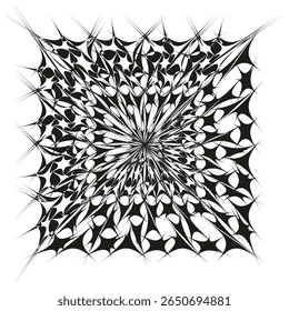 Padrão ornamental espiral. Design curvilíneo preto. Ilustração de redemoinho geométrico. Símbolo de rotação do vetor.