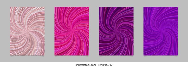 Spiral page background template set - vector stationery designs with curved rays