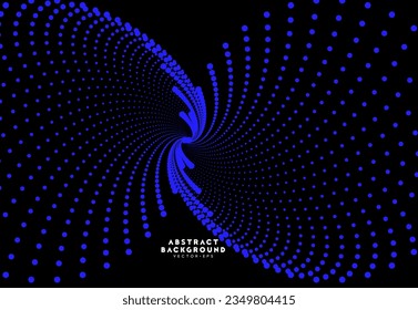 Spirale mit Teilchen Punkte kobolblau wissenschaftliche Kerntechnologie abstrakter Spiralhintergrund für Website-Template-Werbung, Deckblatt-Etikettendesign, Vektorgrafik