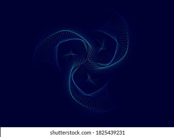 Spiral particle wave abstract dynamic background. Vector illustration