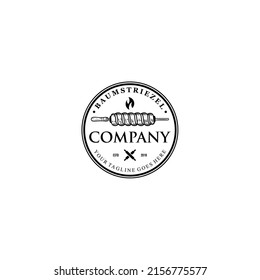 Spiral pastry treat on a stick logo design black and white vintage style bakery dessert shop food and beverage branding