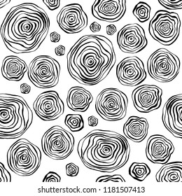 Spiral pattern. Abstract filamentous background - vector illustration. Black and white line ink art