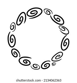 Spiral pattern black. An abstract retro pattern of geometric shapes. A geometric wave of circles background. Vector abstract seamless pattern with a hand-drawn round spiral shape made with a brush.