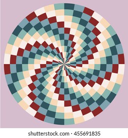 The spiral pattern. Chess texture, psychedelic maelstrom. Color pattern Vector.