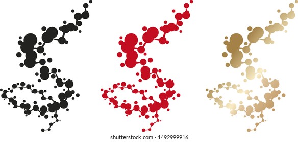 Spiral pattern from circles - abstract amino acid molecules - chemical formula - decor in the style of modern technology