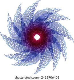 spiral pattern with colored geometric hexagons