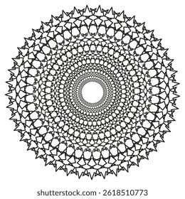 Spiral pattern icon. Black geometric swirl. Triangular layer detail. Vector circular symbol.
