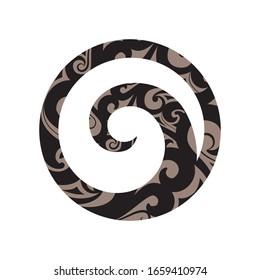 Spiral Pattern Inside Maori Symbol For New Beginning, Vector