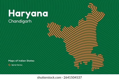 Spiral Pattern Map of Haryana with Capital Chandigarh – Indian State Vector Art