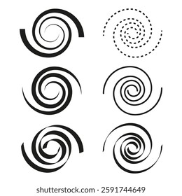 Spiral pattern. Rotational swirl design. Abstract vortex shape. Vector illustration.