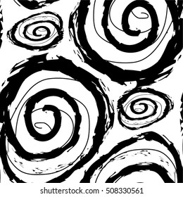 Spiral in the pattern, scribble, seamless vector background.