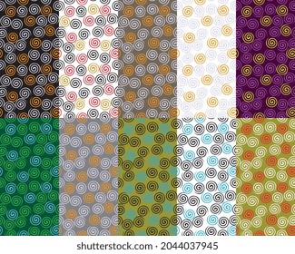 spiral pattern - there are ten patterns in this pallet - background, texture, wrapping paper, wallpaper, cushion cover, floor carpet and fabric pattern.