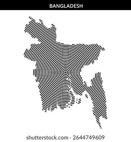 Spiral patterns create a unique depiction of Bangladesh's shape.