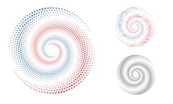Spiral With Pentagonal Stars. Blue And Red Colors Over White Background Like Colors US Flag