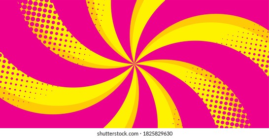 spiral Pop art comic background. Cartoon Vector Illustration