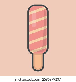 spiral popsicle with outline flat vector design.