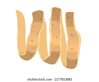 Spiral Of Potato Skin Vector Illustration Isolated On White Background