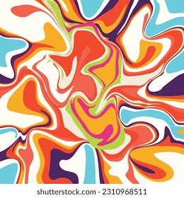 Spiral Psychedelic Design. Candy colors orange yellow purple groovy illusion background