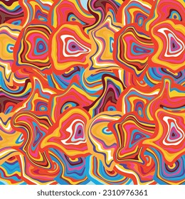 Spiral Psychedelic Design. Candy colors pink blue orange yellow groovy illusion background