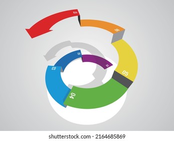 Spiral Up Rainbow Arrows Infographic Vector Illustration