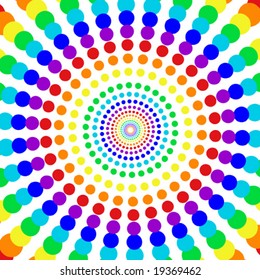 spiral rainbow dots pattern