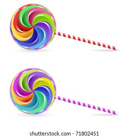 Spiral rainbow lollipop - isolated on white background