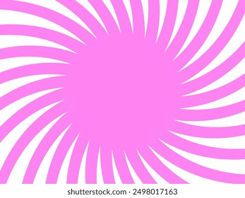 
Spiral rays abstract background vector template design with twist twisted wavy strips waves curved spinning line pattern in pink color with empty place for title text isolated on white background