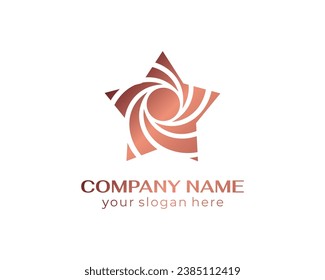 Spiral rays star logo. Curly elegant waves. Template to create a unique luxury design, logo, fashion, studio, boutique, spa