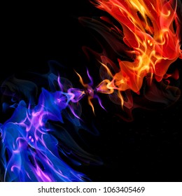 Spiral red and blue flame