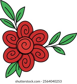 A spiral red flower illustration representing traditional Chinese festive designs, suitable for website, application, printing, document, poster design, etc.