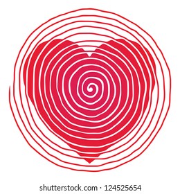 Spiral red heart original vector illustration. Medical company logo template