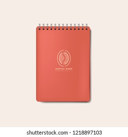 Vector aislado de mockup de cuaderno rojo espiral