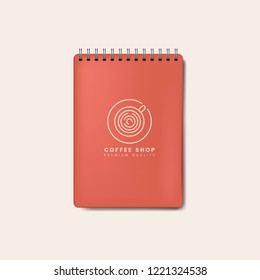 Spiral red notebook mockup isolated vector