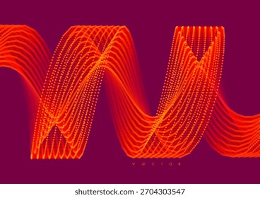 Spirale. Rhythmische Klangwelle. Dynamischer Effekt. Abstraktes Gitterdesign. Vektorgrafik für Broschüre, Poster, Umschlag, Karte, Präsentation, Flyer oder Banner.